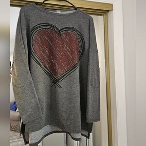 Go Couture Gray Heart Sweatshirt
